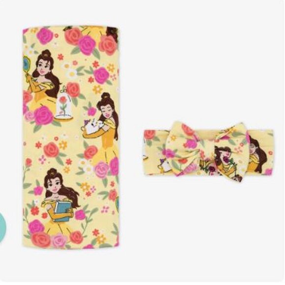 NIB Little Sleepies Princess Belle Swaddle & Luxe Bow Headband Set - Picture 2 of 3